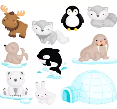 Autocolant de perete acvatic pentru animale sălbatice - TenStickers