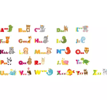 Autocolant de perete alfabet animal - TenStickers