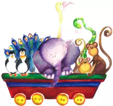 Autocolant de perete carucior pentru animale - TenStickers