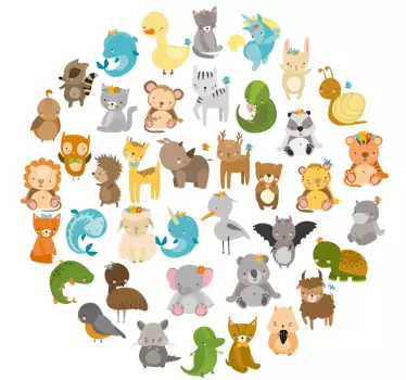 Autocolant de perete circular de grădină zoologică - TenStickers