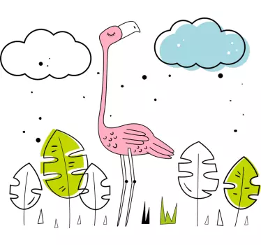 Autocolant de perete cu flamingo artistice - TenStickers