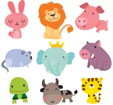 Autocolant de perete de diverse animale pentru copii - TenStickers