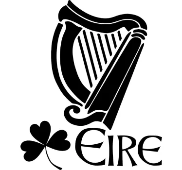 Autocolant de perete de harpă irlandeză - TenStickers