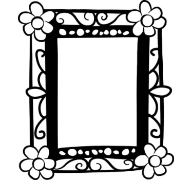 Autocolant desenat cadru de flori - TenStickers