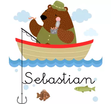 Autocolant personalizat de urs de pescuit - TenStickers
