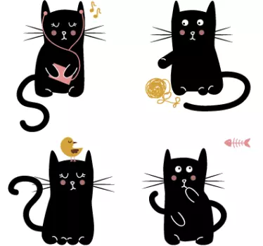 Autocolante de perete pisici negre - TenStickers