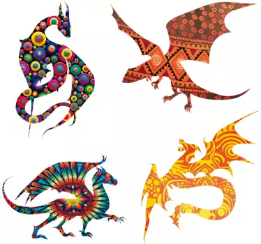 Colorat dragoni acasă autocolant - TenStickers