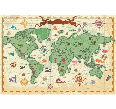 Comoara carte de copii cu cartea de pe harta lumii - TenStickers