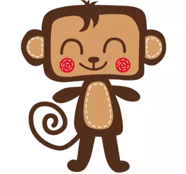 Copii zâmbind autocolant de perete maimuță - TenStickers