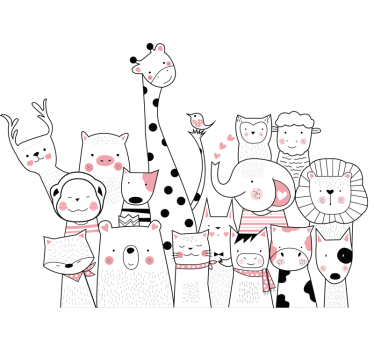 Decalaj perete minimalist de desen de animale - TenStickers