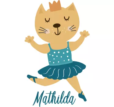 Decor personalizat de perete de balerină pentru pisici - TenStickers
