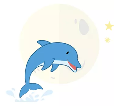 Delfin și autocolantul de perete pentru animale de pe lună - TenStickers