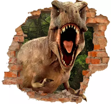 Dinozaur trompe l'oeil decal perete - TenStickers