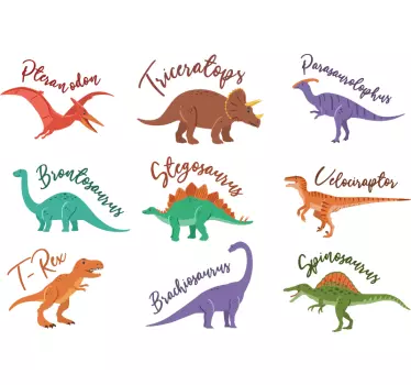 Dinozaurii cu numele autocolantului de perete la domiciliu - TenStickers