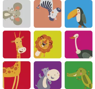 Drăguț pătrat de animale autocolant sălbatic - TenStickers