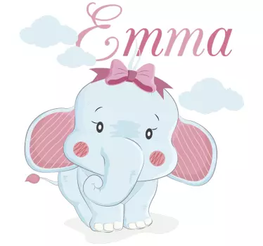 Elefant pentru fete cu sticker ilustrativ nume - TenStickers