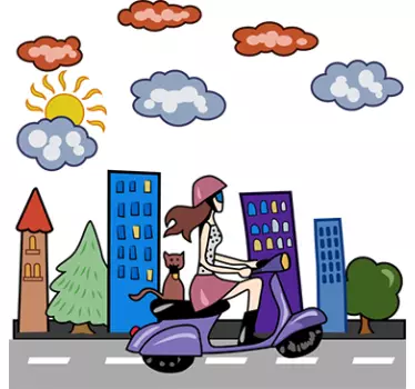 Fată urbană pe autocolant scuter - TenStickers