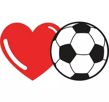 Inimă și minge fotbal autocolant de perete - TenStickers