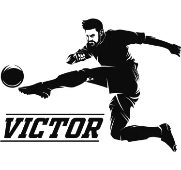 Jucator de fotbal cu autocolant cu nume de perete la domiciliu - TenStickers