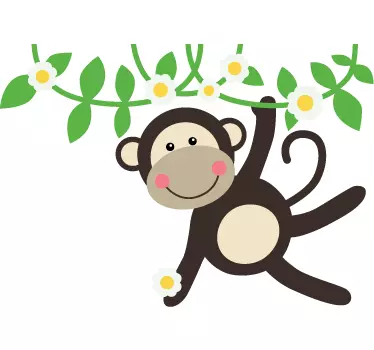 Maimuță swinging din flori autocolant - TenStickers
