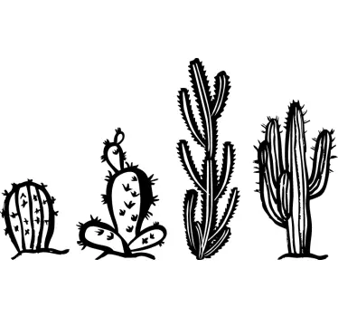 Negru cactusi acasa autocolant - TenStickers