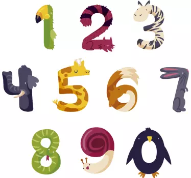 Numere cu autocolant de perete pentru animale - TenStickers