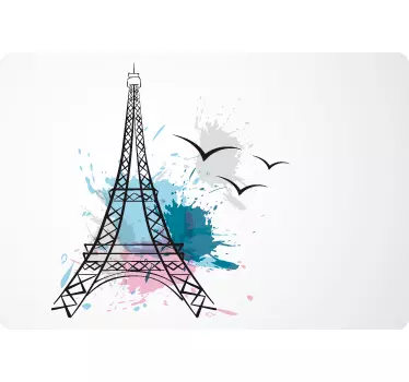 Piele de laptop abstractă de turn eiffel - TenStickers