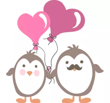 Pinguini cu baloane de dragoste autocolant pentru copii - TenStickers