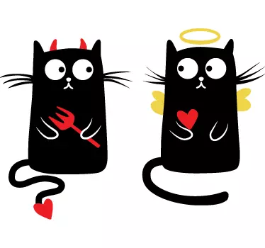 Pisica buna pisica rau de perete decal - TenStickers