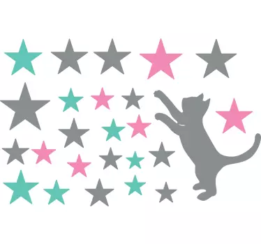 Pisica capturare stea autocolant - TenStickers