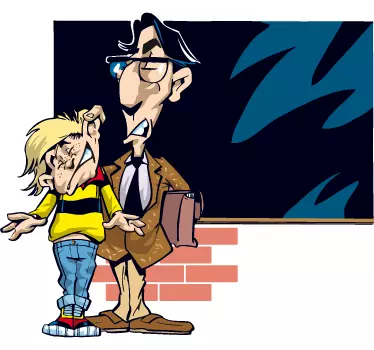 Profesor care trage copii autocolant de perete de desene animate - TenStickers