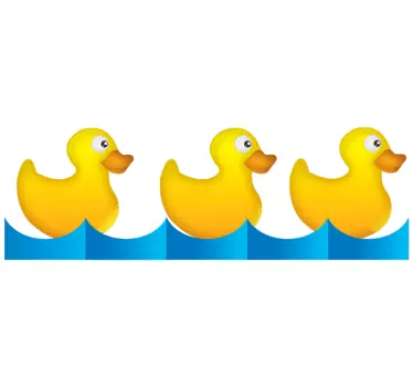 Rândul de autocolante de baie cu rațe galbene - TenStickers