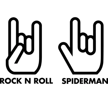 Rock n roll și spiderman mâna semn autocolante de perete - TenStickers