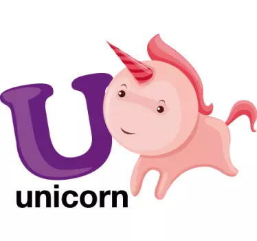 Scrisoare u pentru unicorn copii autocolant - TenStickers