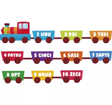 Tren cu numere de autocolant de perete educațional - TenStickers