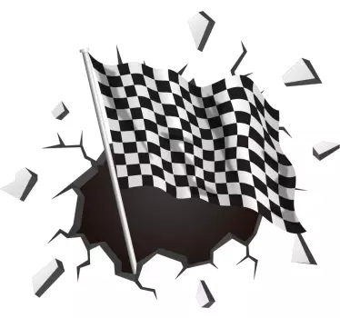 Trompe l'oeil racing flag efect vizual decalcomanie de perete - TenStickers