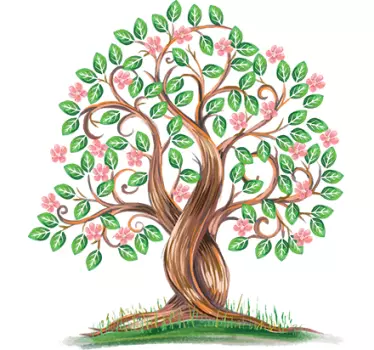 Watercolor decal perete copac - TenStickers
