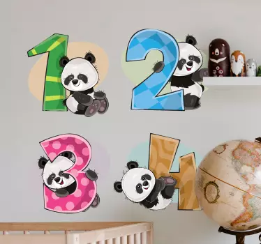 4 autocolant educativ panda - TenStickers