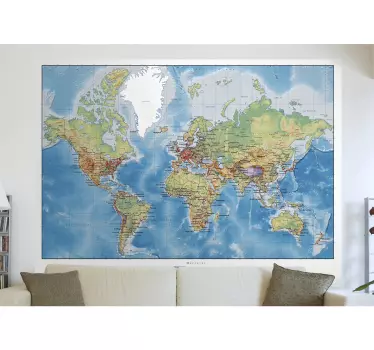 Atlas autocolant mondial pe perete - TenStickers