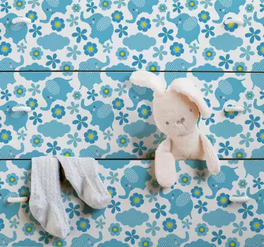 Foaie de vinil cu model floral de elefant - TenStickers