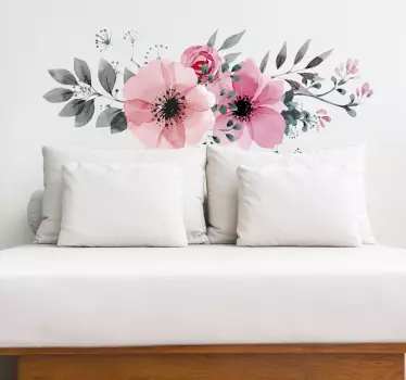 Frumoasa autocolant roz de perete floral - TenStickers