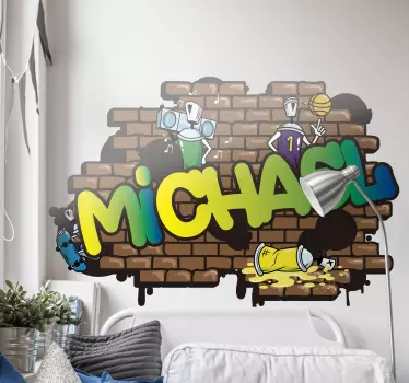 Graffiti nume cărămidă fundal decal urban - TenStickers