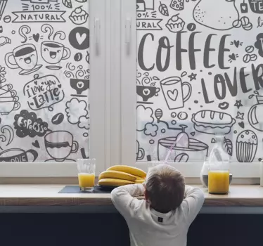 Timp de cafea translucid desene fereastră decal - TenStickers