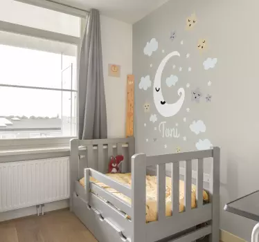 Lună personalizată și autocolantă de perete de stele - TenStickers
