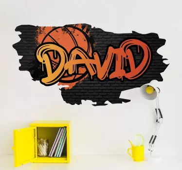 Nume graffitti portocaliu cu autocolant personalizat pentru basch - TenStickers