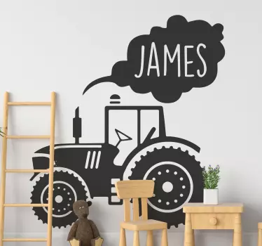 Tractor siluetă cu autocolant de jucărie cu nume personalizat - TenStickers