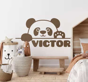 Panda pentru copii cu autocolant de perete cu numele bebelușului - TenStickers