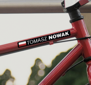 Autocolante biciclete bicicletă de șosea cu steag și nume - TenStickers