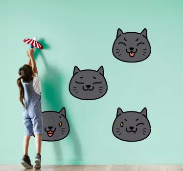 9 drăguț pisici de desene animate câine decal - TenStickers