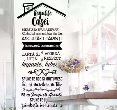 Acasă reguli - autocolant text românesc - TenStickers